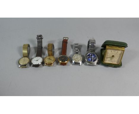 A Collection of Six Vintage Wrist Watches to include MuDu, Ingersoll, Magloire, Courbet and Sekonda Plus Travel Alarm. 