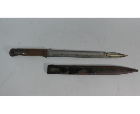 A WWI German Bayonet. The Blade Inscribed Samson Werk. Steel Scabbard and Wooden Handle. 