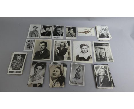 A Collection of Monochrome Postcards and Photographs of Vintage Stars of Stage and Screen, Some Autographed, Others with Prin