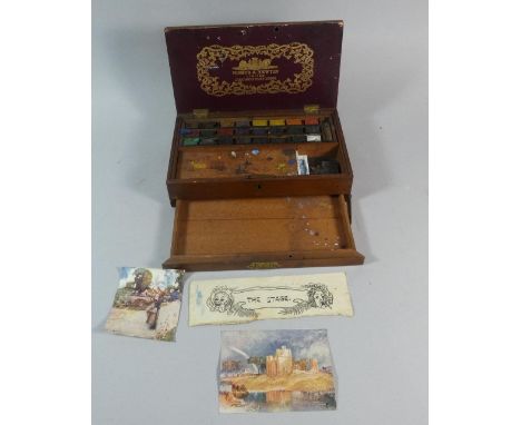An Early 20th Century Winsor and Newton Artists Travelling Watercolour Box with Fitted Recesses for Paint Blocks (All Labelle