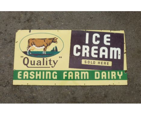 VINTAGE ENAMEL SIGN FOR EASHING FARM DAIRY ICE CREAM (61 cm x 122.5 cm)