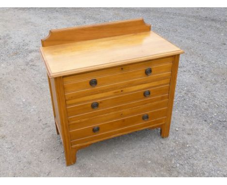 SATIN WALNUT CHEST WITH THREE LONG DRAWERS, ON BRACKET FEET (89.5 cm x 92 cm x 46.5 cm)