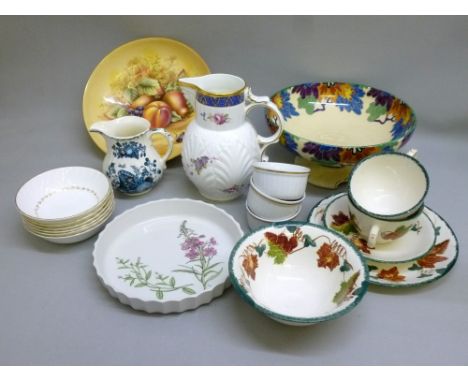 ROYAL DOULTON 'GLORIA' BOWL PATTERN No. D4937 (DIA: 15.7 cm) (BASE NOW BROKEN), COALPORT CAUGHLEY MASK HEAD JUG (H: 19.8 cm),