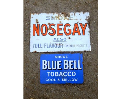 VINTAGE ENAMEL SIGN FOR BLUE BELL TOBACCO (36 cm x 51 cm) AND NOSEGAY TOBACCO (51 cm x 75 cm) [2]