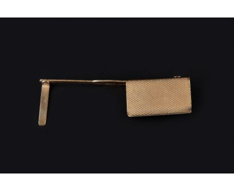 A 9CT GOLD BOOK MARK BY ASPREY & CO LTD, with sprung rectangular marker and engine-turned decoration, signed and hallmarked f