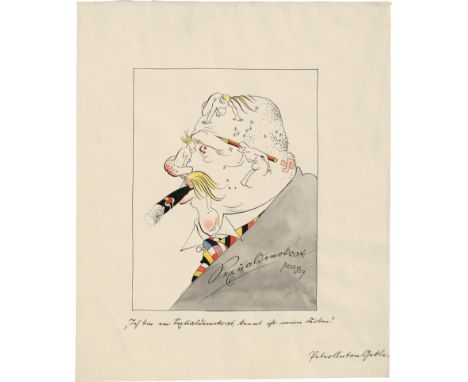 Gekle, Peter Anton -- "Sexualdemokrat"Aquarell und Feder in Schwarz, laviert, auf Velin. 1929.31,5 x 26,7 cm.Unten rechts mit