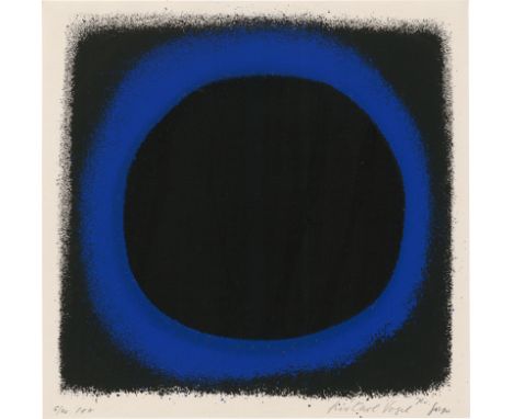 [*] Geiger, Rupprecht -- blau - schwarzFarbsiebdruck auf festem Velin. 1964.22,5 x 23 cm (24,5 x 25 cm).Signiert "Geiger", ge