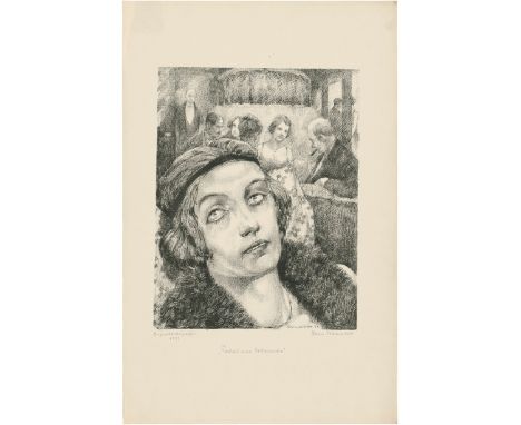 Baluschek, Hans -- "Portrait einer Kokainistin"Lithographie auf Similijapan. 1923.32 x 24 cm (50 x 32,5 cm).Signiert "Hans Ba
