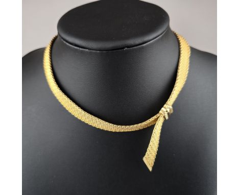 Vintage-Collier - Henkel &amp;amp; Grosse (Pforzheim), vergoldetes Metall, Flechtband in Gürtelform, am Steckverschluss signi