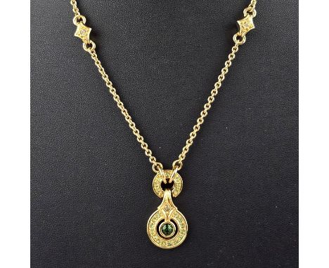 Vintage-Collier - Henkel &amp;amp; Grosse (Pforzheim), Metall vergoldet, Ketten mit rautenförmigen Zierelementen, angehängte 