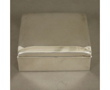 Zigarettendose - Poole USA, 925er Sterling Silber, schlichte rechteckige Form, leicht gewölbter Scharnierdeckel, Holzkern, un
