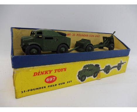 A boxed Dinky Toys 25-Pounder Gun Set, no. 697.