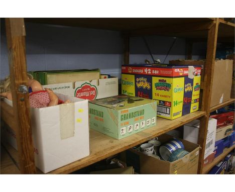 Shelf of toys.