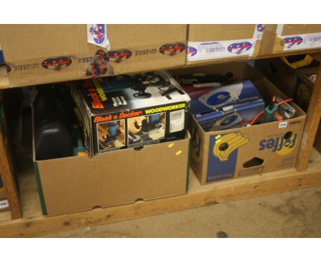 Large shelf of boxed tools.