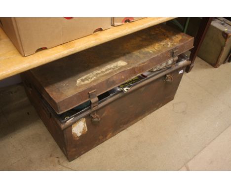 Tin trunk of old toys.
