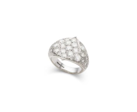 A diamond dress ring pavé-set throughout with graduated round brilliant-cut diamonds, modelled in 18ct goldDimensions:Ring si