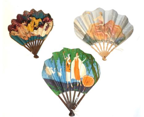1920's Restaurant Advertising: Three Printed Paper Fans Advertising The Restaurant Frascati, London, the first a seldom seen 