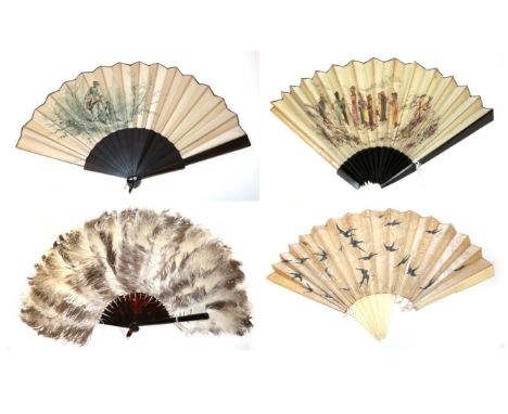 A Late 19th Century Female Ostrich Feather Fan, the monture of tortoiseshell, the appearance rather frothy from the centre to