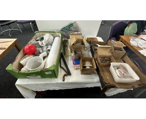 Large selection of plumbing items to include copper pipe fittings and various tools 