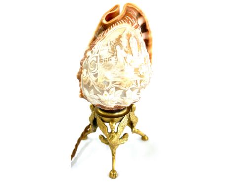 Italian carved conch shell lamp rewired 