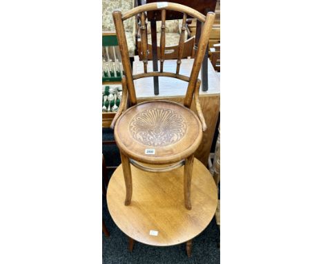 Oak lamp table and a bentwood chair