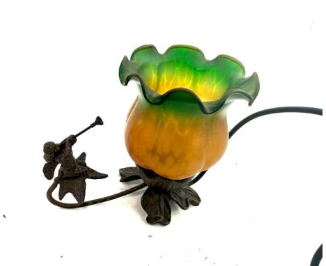Vintage art deco style cherub lamp with shade measures approx 6 inches tall