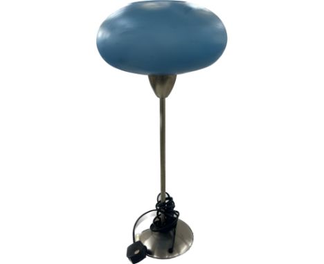 Vintage style blue glass table lamp, approximate height 22 inches