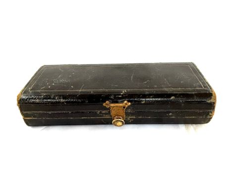 Antique Victorian gentle mans leather bound tools kit Marples etc 