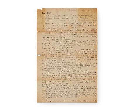 Lawrence, T.E. Autograph Letter Signed "yours T.E.S." to Edward Eliot, Lawrence's solicitor, 2 pages, 4to, dated 24.4.28, wri