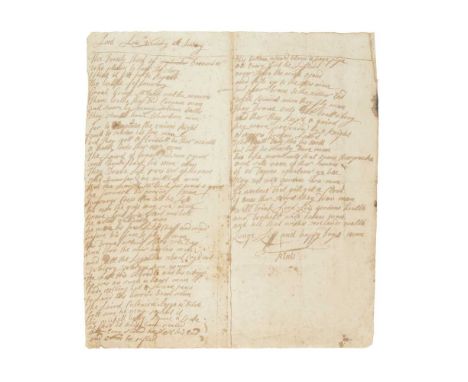 [Jacobite Interest] - The Battle of Inverurie Manuscript poem "Lord Luis [Lewis] Wieldry at Invary" 60 lines celebrating the 