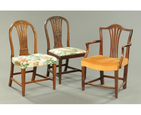 Three Georgian dining chairs, including one arm and two single chairs.   CONDITION REPORT:  The armchair is in reasonable con