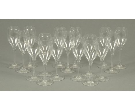 A set of seventeen 18 cm Baccarat wine glasses, each with etched mark to foot (see illustration).   CONDITION REPORT:  15 of 