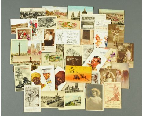 A collection of First World War and later postcards, including two silks (45).