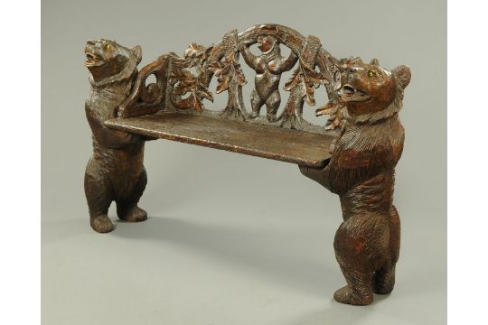 A 19th Century Black Forest Bear Bench Large Form With Arched