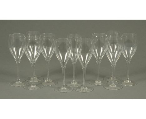 A set of eleven 21.5 cm Baccarat wine glasses, each with etched mark to foot (see illustration).   CONDITION REPORT:  All gla