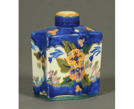 A Carltonware tea caddy, with printed mark to base.  Height 15 cm.    CONDITION REPORT:  Both the caddy & lid are in good ord