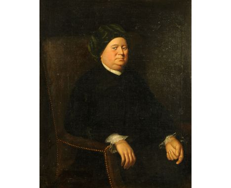 18th century English School, oil on canvas, portrait of a gentleman seated half length.  94 cm x 75 cm, framed (see illustrat