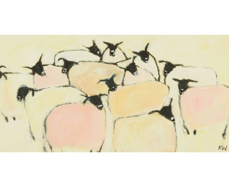 Karen Wallbank, pastel, "Flock".  17.5 cm x 34 cm (see illustration).