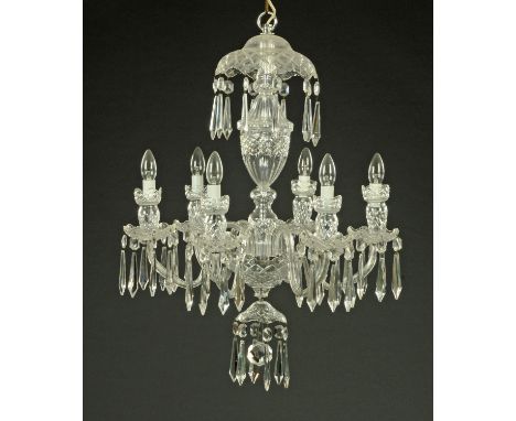 A Waterford Crystal chandelier, Type A.6., complete with assembly instruction leaflet dated 1982.  Height 81 cm, width 61 cm,