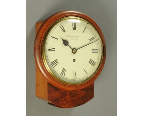 A 19th century mahogany single fusee drop dial wall clock, of small size, by John Withers, London.  Case diameter 26 cm, heig