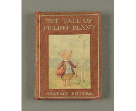 Beatrix Potter, "The Tale of Pigling Bland", 1913 First Edition.  Quinby plate 12 end papers, maroon boards.