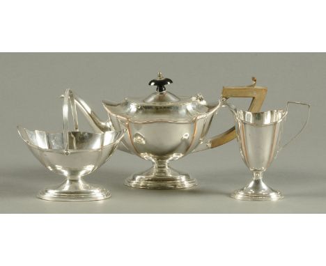 A Regency style three piece silver plated tea service. 