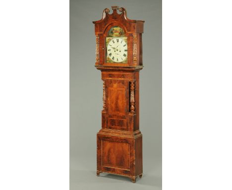 A 19th century mahogany longcase clock by R. Sutton of Whitehaven, with crossbanded case and with two-train striking movement