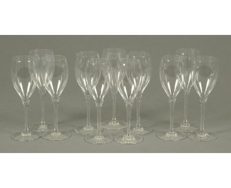 A set of eleven 19.5 cm Baccarat wine glasses, each with etched mark to foot (see illustration).   CONDITION REPORT:  Ten of 