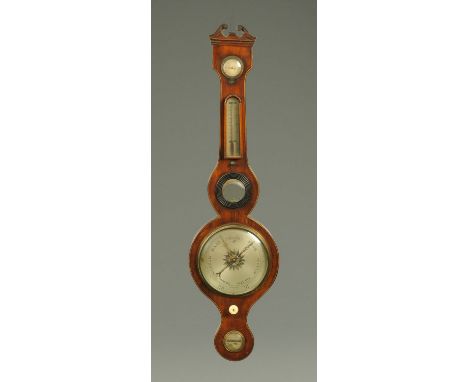 A George III inlaid mahogany banjo barometer.