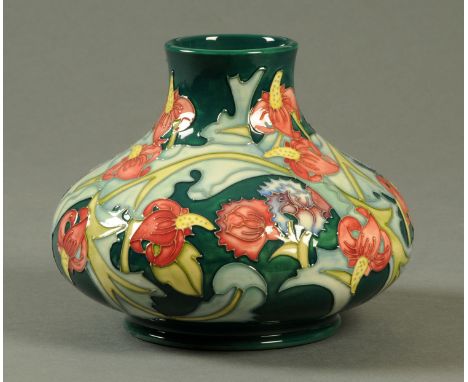 A Moorcroft vase, Leicester by Rachel Bishop, part of The William Morris Collection, First Quality.  Height 18 cm (see illust