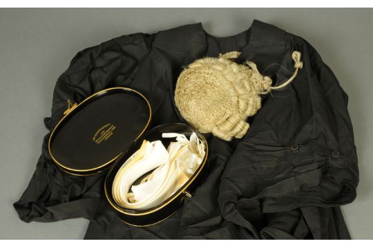 An Ede Ravenscroft Barristers Wig In Tin With Robe And Bag Etc