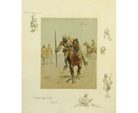 A Snaffles print, "Indian Cavalry".  Image size 29 cm x 23 cm, framed.