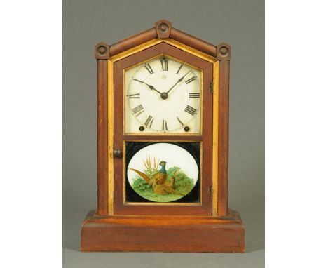 An American Seth Thomas mantle clock, with pheasant to glass.  Height 43 cm.