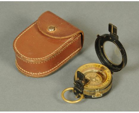 A First World War Dollond military compass, in leather case.
